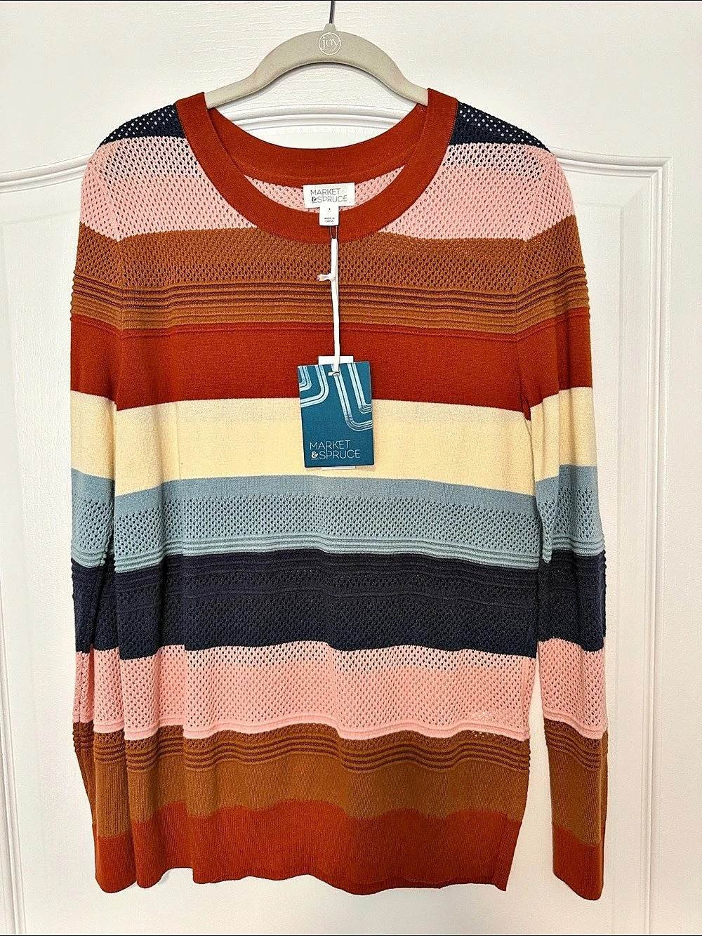 Market & Spruce Striped Sweater in Orange & Pink Size Small NWT